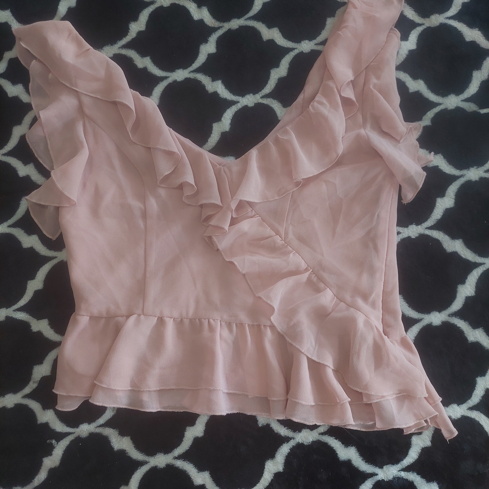 Wayf Pink Ruffle‎ Top XS
